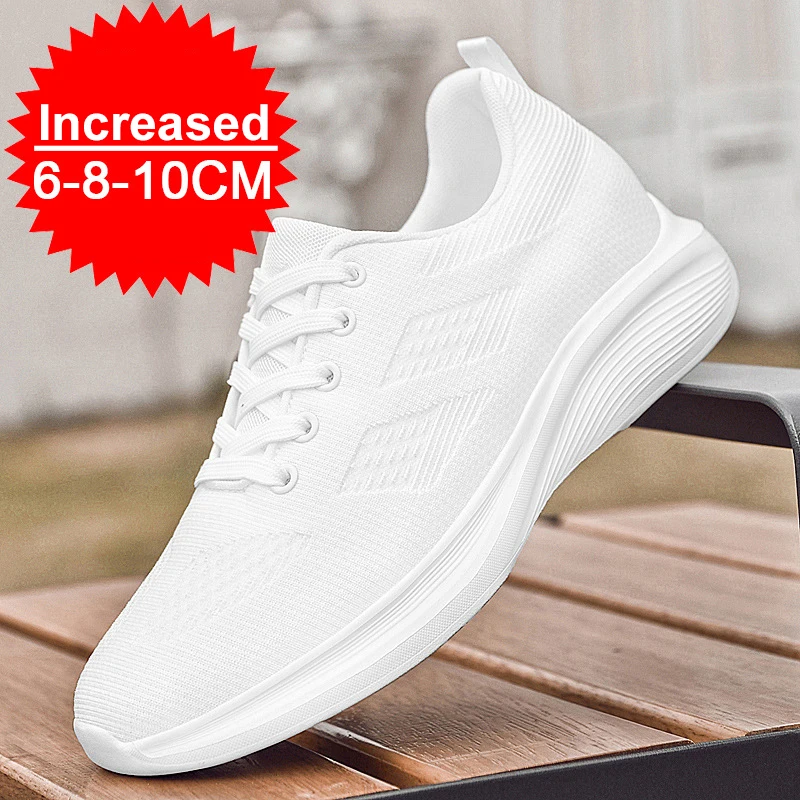 

Flying Weaving Breathable Increase 8/10cm Invisible Height Increasing Casual Sneakers Men All Match Non-Slip Soft Walking Shoes