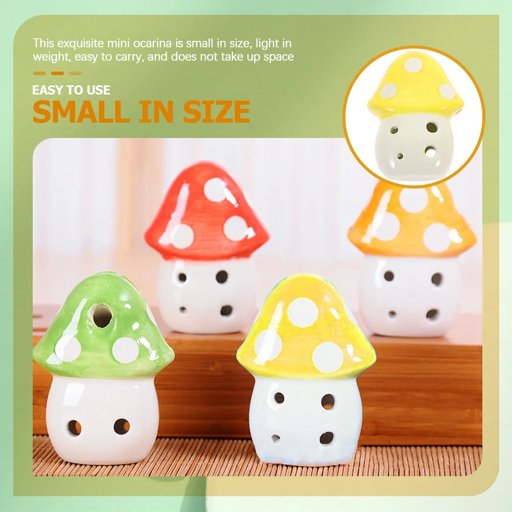 

6-Hole Ocarina Ceramic Mushroom-Shaped Mini Flute Easy to Play Carry Store Perfect Gift for Wind Instrument Lovers