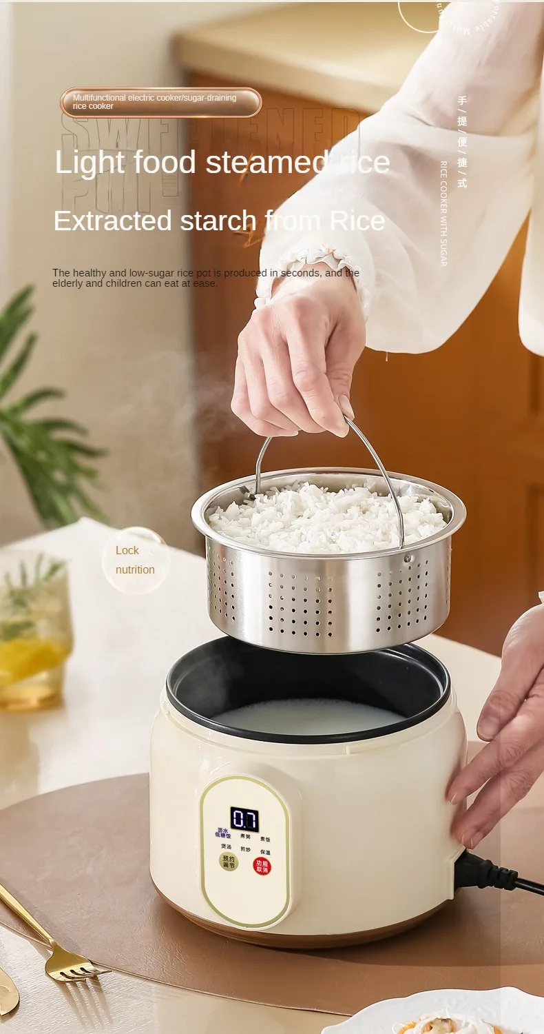 Multi-purpose 220V Electric Rice Cooker with Soup and Rice Separation Non-stick Coating for Cooking Rice, Porridge, Soup