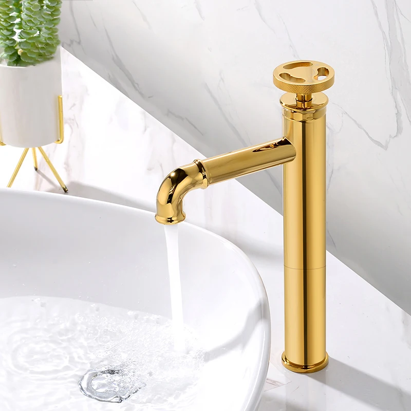 Grifos de lavabo estilo Industrial Retro, grifo de baño con grúa de latón negro mate, grifo mezclador de agua fría y caliente torneira WF-20A03R