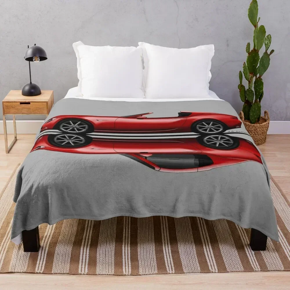 

My drawing of the open and closed red open and closed RF roadster convertible Japanese sports car Throw Blanket