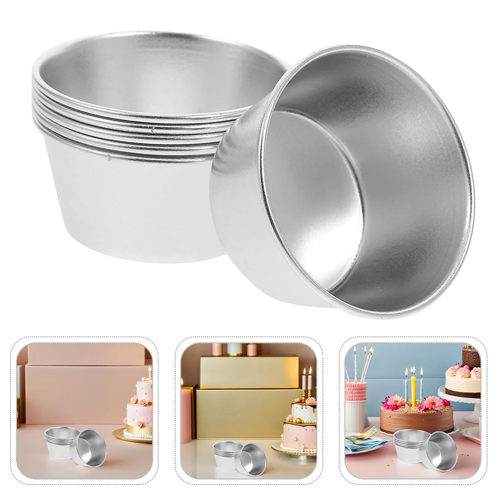 

8Pcs Round Baking Molds Non-Stick Carbon Steel Mini Dessert Cups for Cheesecake Souffle Ramekins Muffin Cupcake Oven Safe