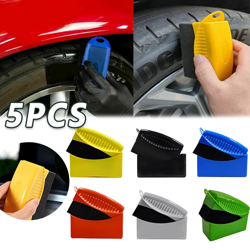 

Car Wheel Polishing Waxing Sponge Brush With Cover ABS Washing Cleaning Tire Contour Dressing Applicator Pads Detail Accessories