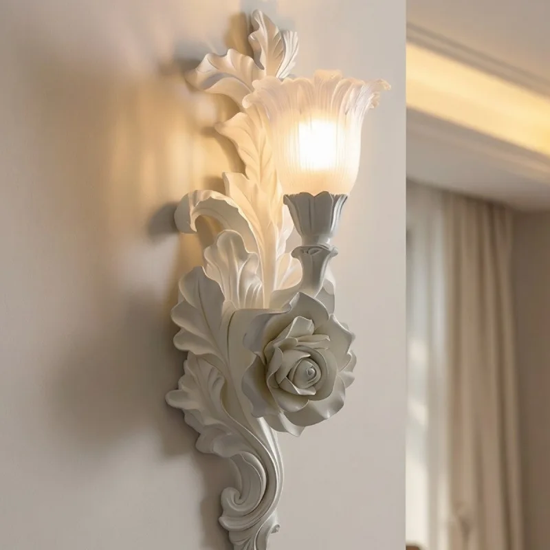 Nordic Relief Resin Creative LED Wall Lamp Corridor Bedroom Bedside Study Hotel Living Room Background Home Art Atmosphere Light
