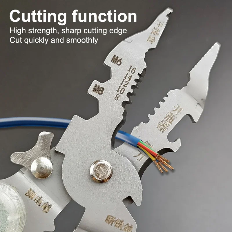 10in1 Foldable Wire Stripper Pliers Electrician Scissors With Electricity Measurement Pulling Cable Tool For Wire