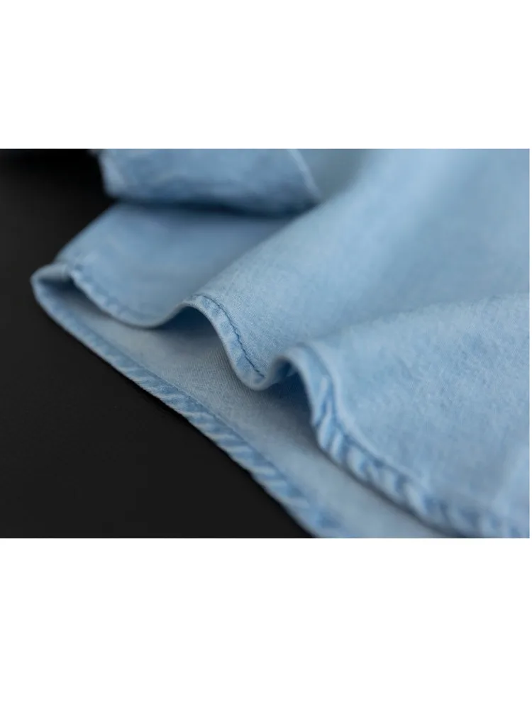Chemisier en jean à manches longues pour femmes, poches chic coréennes, épissage irrégulier, simple boutonnage, chemise en jean, printemps, nouvelle