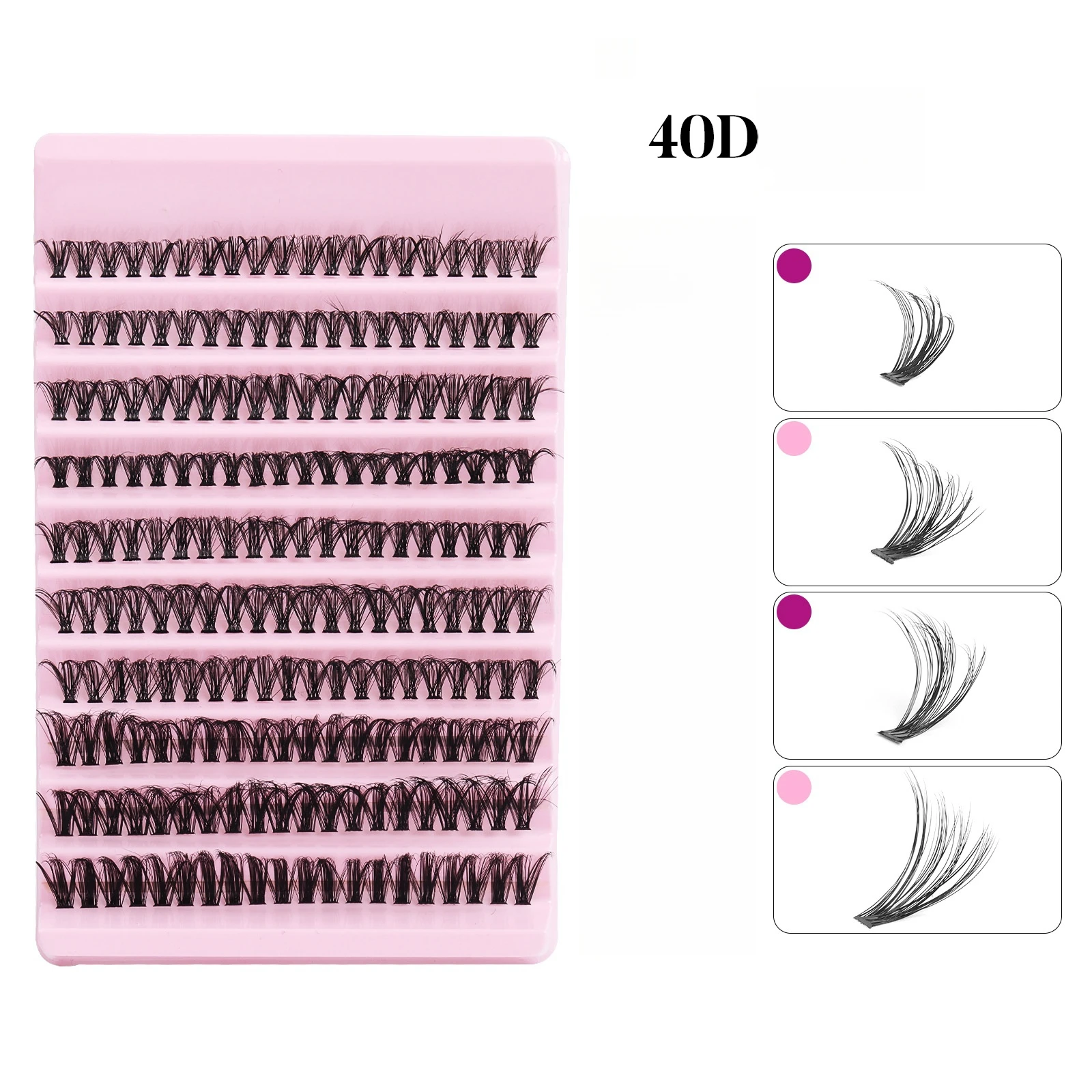200 unidades de cílios postiços em cluster - extensões finas naturais de cílios C Curl, 8-16 mm, fáceis de usar