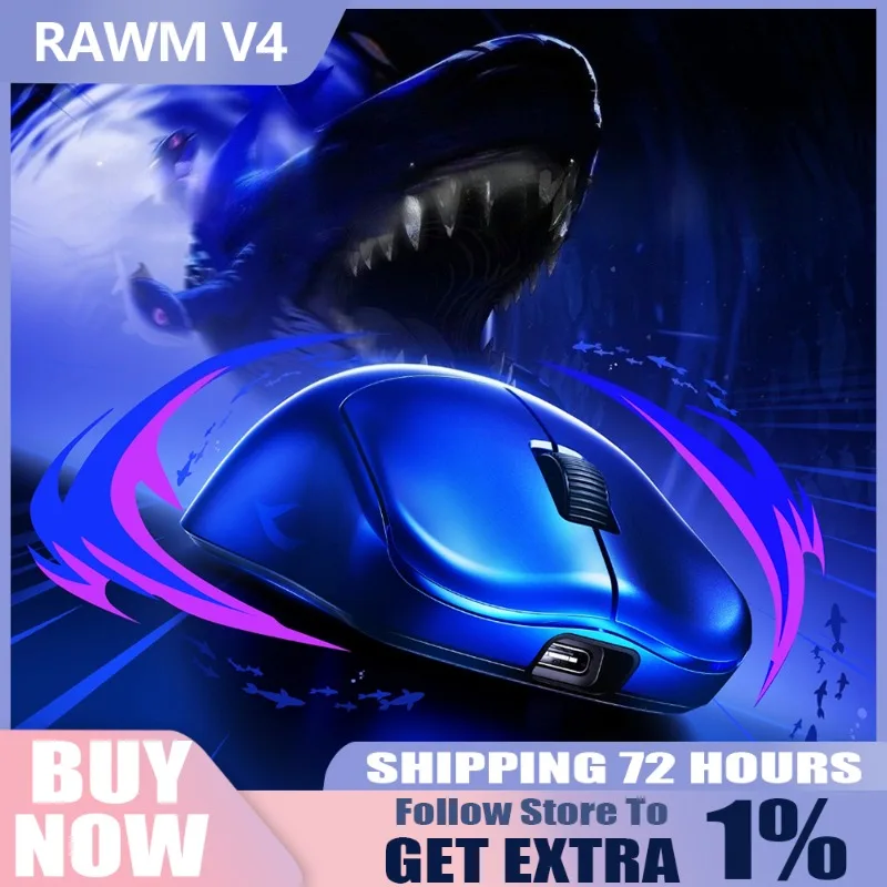 

New RAWM V4 Wireless Mouse 55g Lightweight PAW3950 Double 8K Polling Rate 45000dpi E-sports Gaming Mice for Laptop Accessories