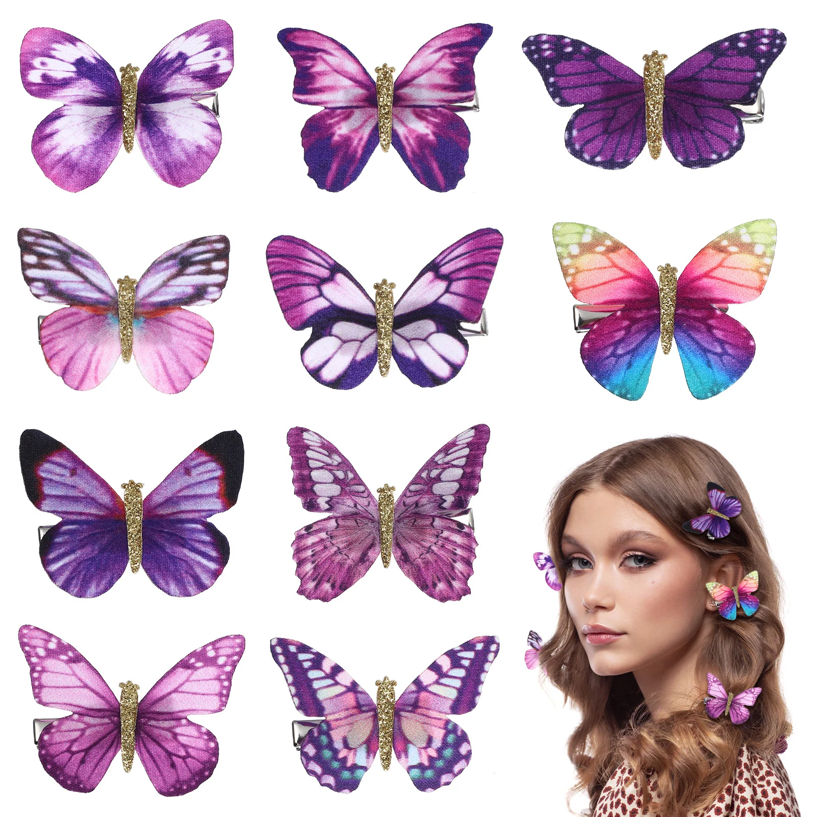 

10 Pcs Hair Accessories for Girls Butterfly Barrettes Hairpin Clips Pins Kids Women Small Child