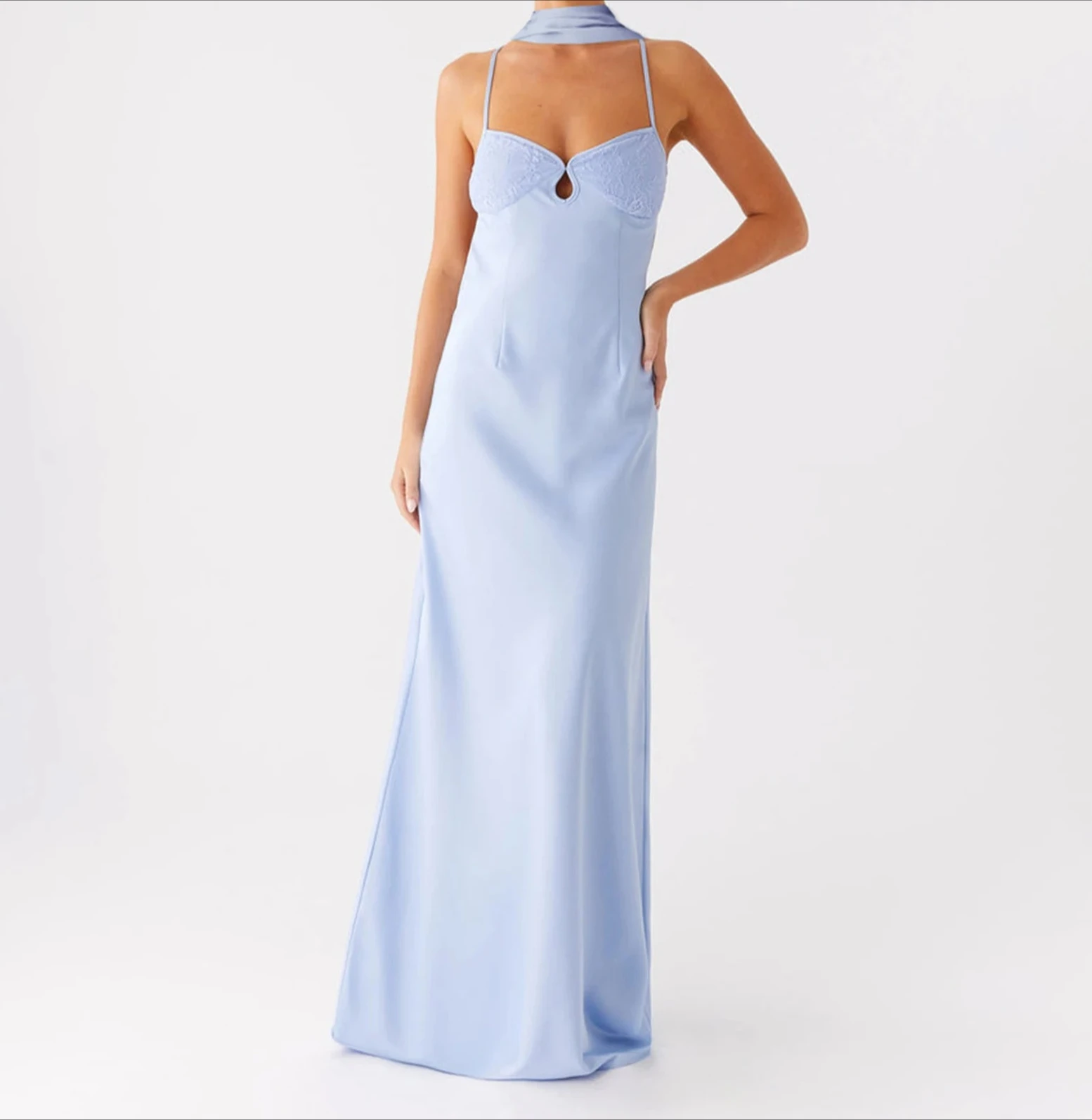 Vestido camisero Sexy de Color liso para mujer, vestido de fiesta y discoteca, moda de verano, sin mangas, tirantes finos, vestidos largos con bufanda