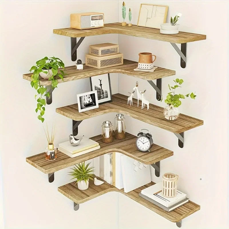 

Wooden Triangular Storage Rack Flowerpot Shelf Aesthetic Room Decoration Floating Showcase Large Floating Shelf Home Garden