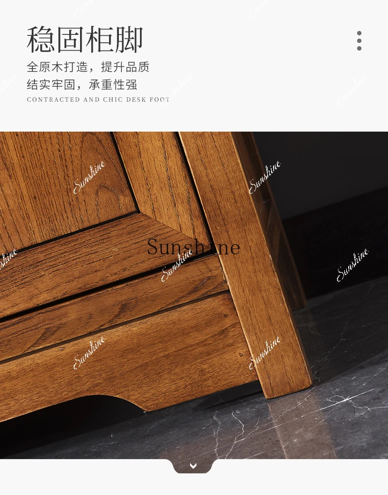 New Chinese-style solid wood storage floor-to-ceiling dining side cabinet household living room bedroom balcony against the wall