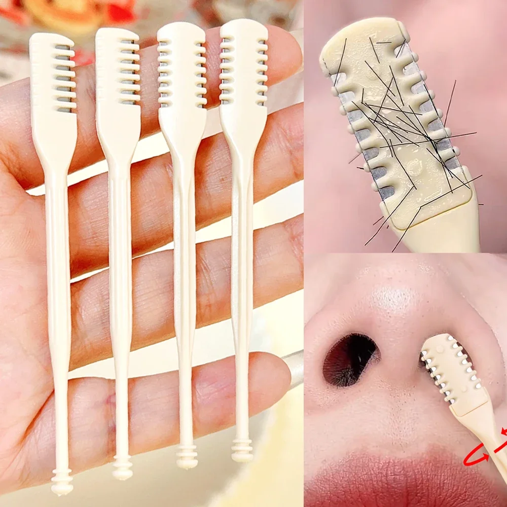 ダブルヘッドコーム鼻毛トリマー再利用可能な鼻毛スクレーパークリーンリムーバー小型手動脱毛シェービングはさみツール