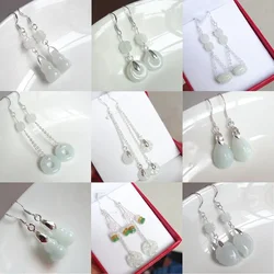 Natural Emerald Hollow bead Jade DIY Earrings Charm Jewellery Fashion Accessories Hand-Carved Man woman Luck Amulet Gifts HOT