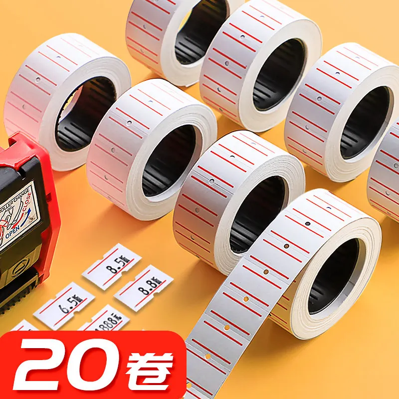 

10 Rolls Self-Adhesive Pricing Labels Single Row Supermarket Price Labels Paper for Retail Products
