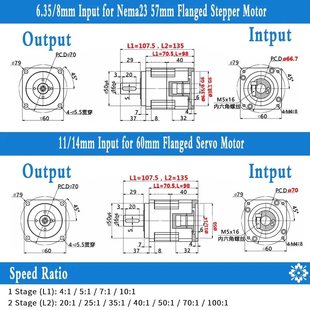 Imagem -06 - Engrenagem Helicoidal de Alta Precisão para o Redutor do Servo Motor Caixa de Engrenagens Planetária Nema23 3arcmin Relação 3:1100:1 Entrada 1114 mm 200w 400w