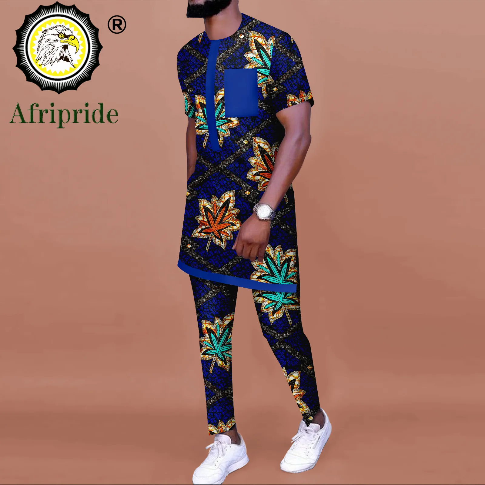 Trainingspak Mannen Afrikaanse Kleding Korte Mouw Print Tops En Broek 2 Delige Set Dashiki Outfits Ankara Blouse Sport Pak A2216098