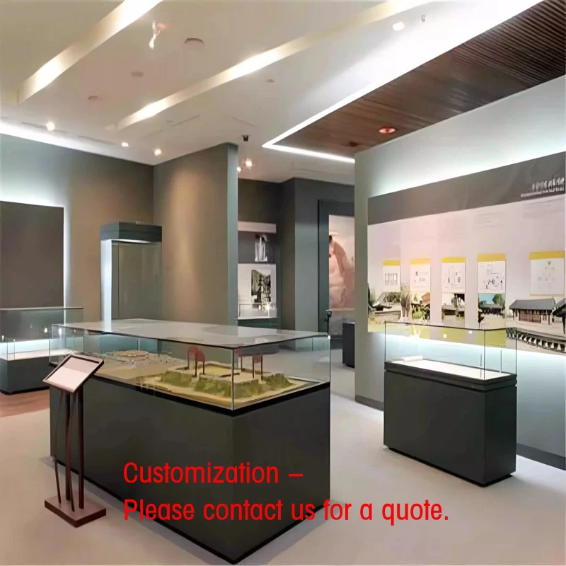 custom.Hot Selling Modern Retail Wood Jewelry Showcase Display Stainless Steel Tempered Glass with LED Light Mall
