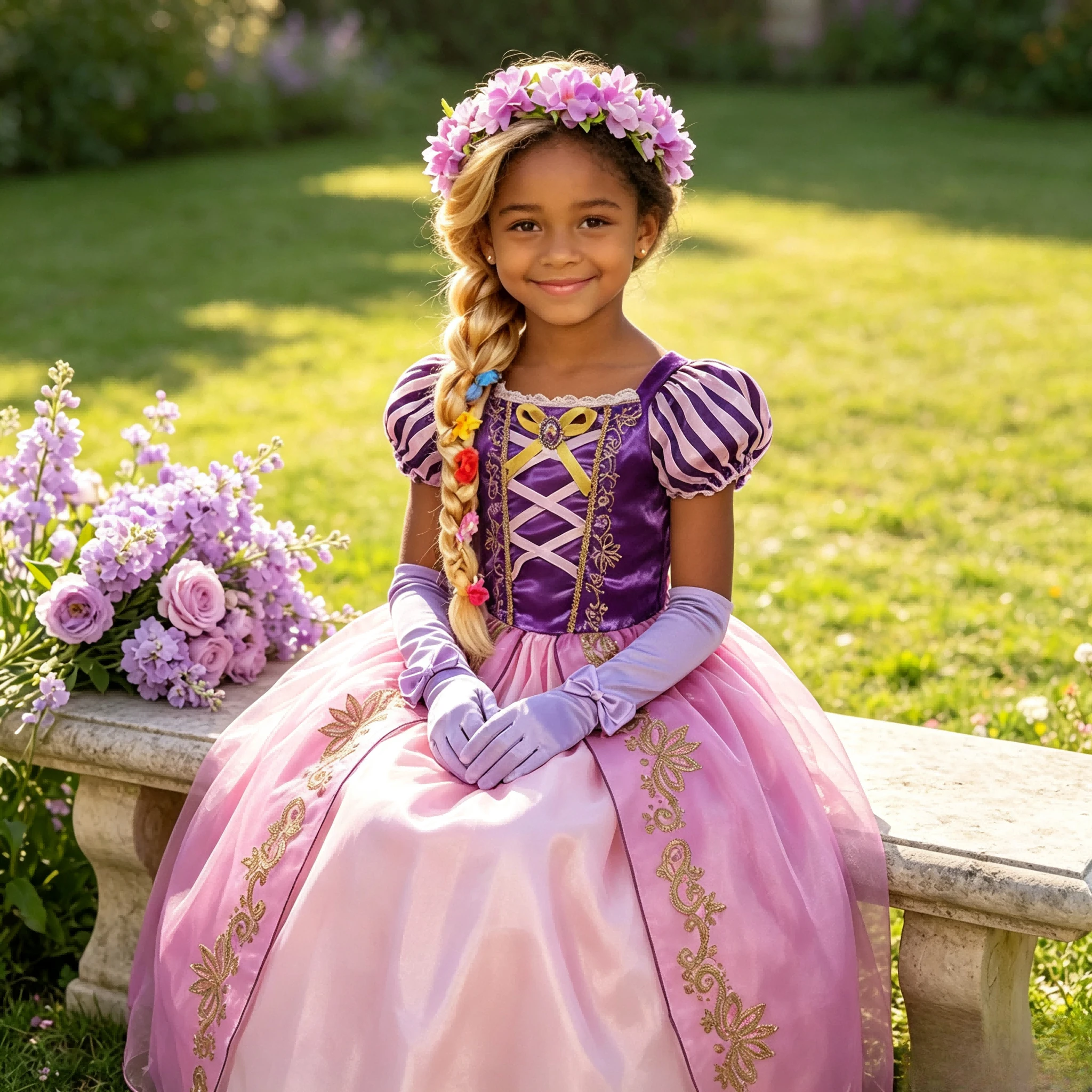 Rapunzel Tangled Princess Costume Dress Set Fantasy Children Birthday Party Princess Costume Kids Halloween Clothes