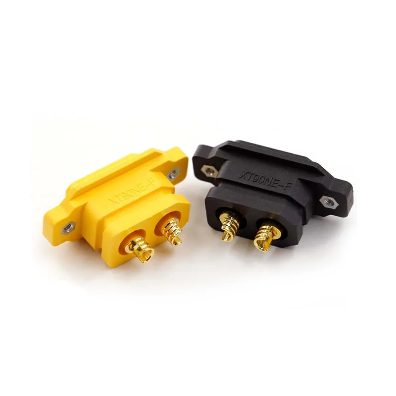 2PCS Amass XT90NE-F female connector, black and yellow, can fix high-current gold-plated model aircraft connectors