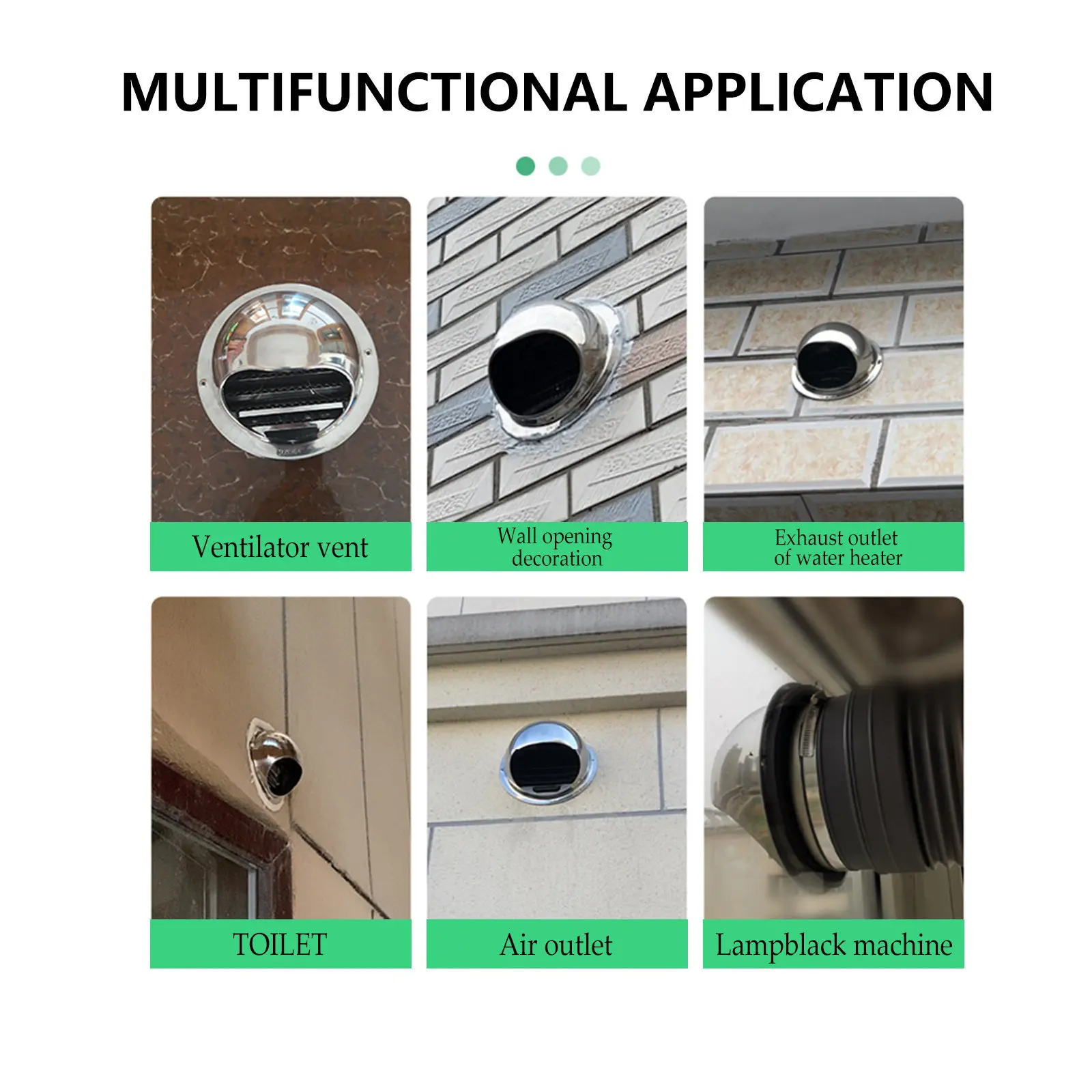 1Pcs 304 Stainless Steel Air Vent Hood Rainproof Windproof Ventilation Device for Exhaust Outlet Cooker Hood Accessory