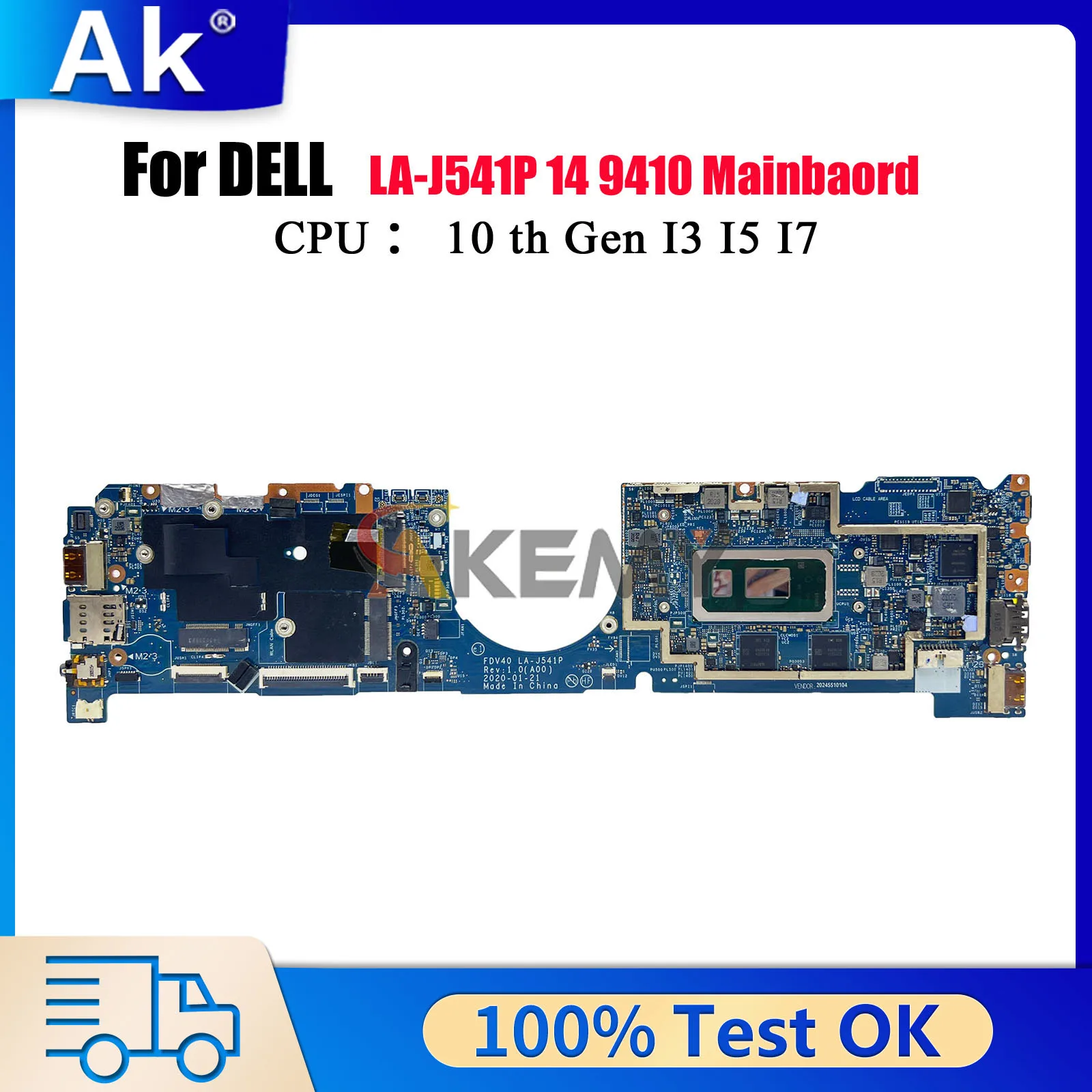 

LA-J541P Mainboard For DELL Latitude 9410 with I5 I7 10th Gen CPU 8GB 16GB 081YC4 0NF67M 100% Fully Tested