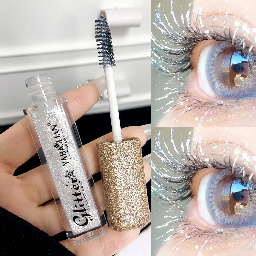 Mascara à paillettes vertes argentées, séchage rapide, longue durée, imperméable, optique de curling, extension de cils, diamant, paillettes brillantes