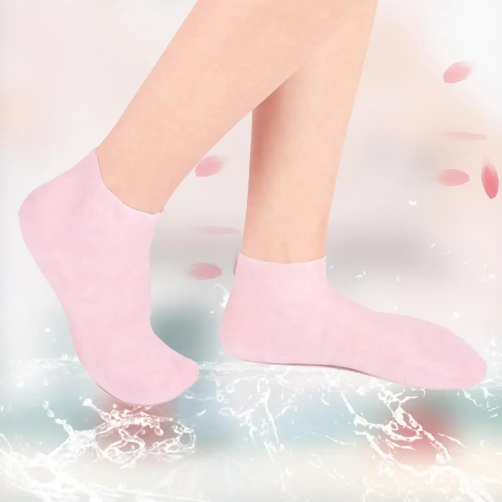 Washable Reusable Socks Silicone Moisturizing Socks for Dry Cracked Feet Reusable Foot Spa Pedicure Covers Soft Protective