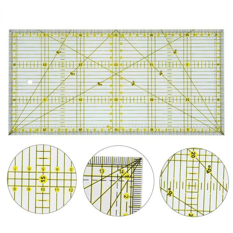 15*30 Quilter-Lineal mit doppelten farbigen und Gitterlinien, Patchwork-Lineal, Acryl-Nählineal zum Nähen, Quilten, Schneiden