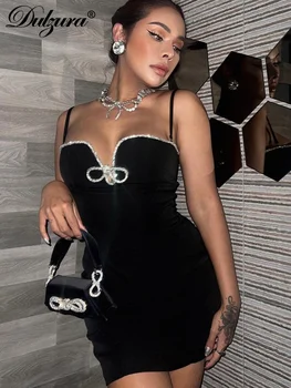 Dulzura ชุดชุดมินิเดรสแขนกุด Tali bahu หวานแหววผูกโบว์ไนท์คลับราตรี Y2K เซ็กซี่ขายส่ง2023ฤดูร้อน