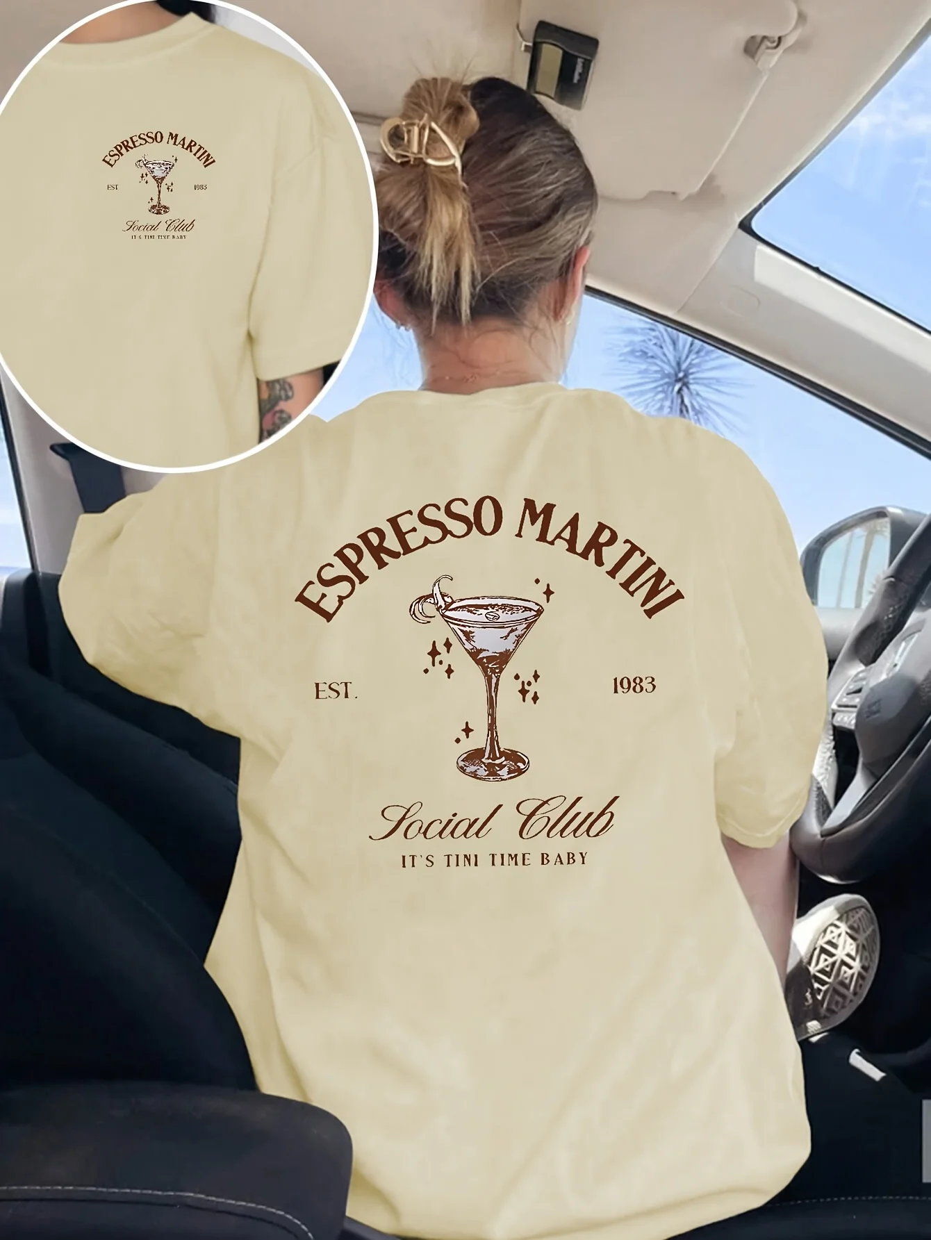 المرأة اسبريسو مارتيني كوكتيل الجرافيك تي شيرت مطبوع طاقم الرقبة قصيرة الأكمام ملابس علوية من القطن الصيف Y2k تي شيرت النساء الملابس #3