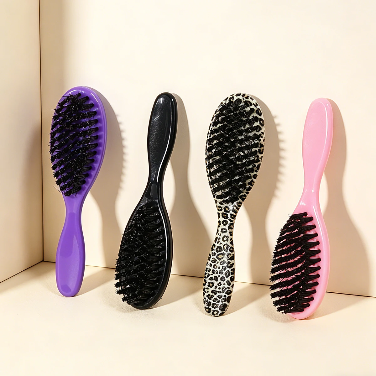 1 cepillo para el cabello pequeño de forma ovalada, con estampado de leopardo, herramienta de peluquería, adecuado para regalar, especial para pelucas de cabello real.
