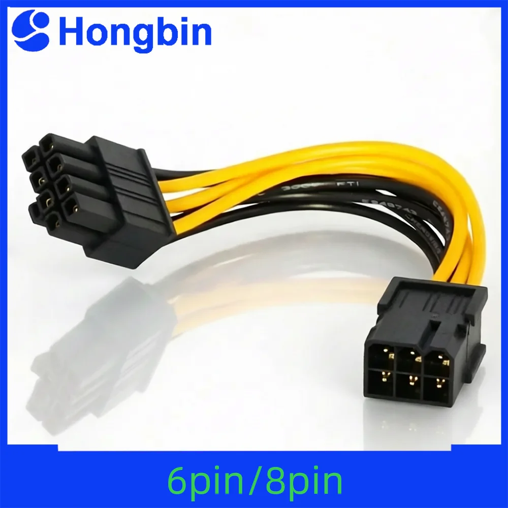 Cabo Conversor de Energia PCI Express de 2 Peças, 6 Pinos Fêmea para 8 Pinos Macho, para Placa de Vídeo e CPU, Cabo de Energia PCIE de 6 Pinos para 8 Pinos