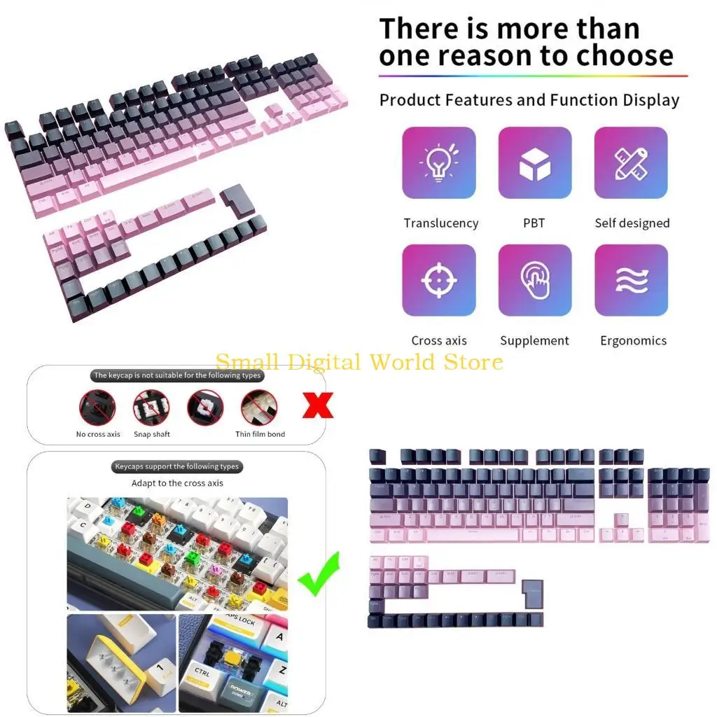 

77UB Front Printed PBT Keycaps Key, OEM Profile Double Shot for Mechanical Keyboards, Gradients Orange Black with Shine Through
