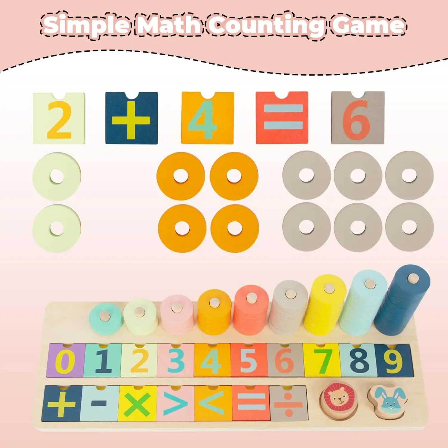 Wooden Toys for Toddlers, Shape Sorter Montessori Stacking Toys Educational Recognition Number Puzzle, Early Preschool Learning