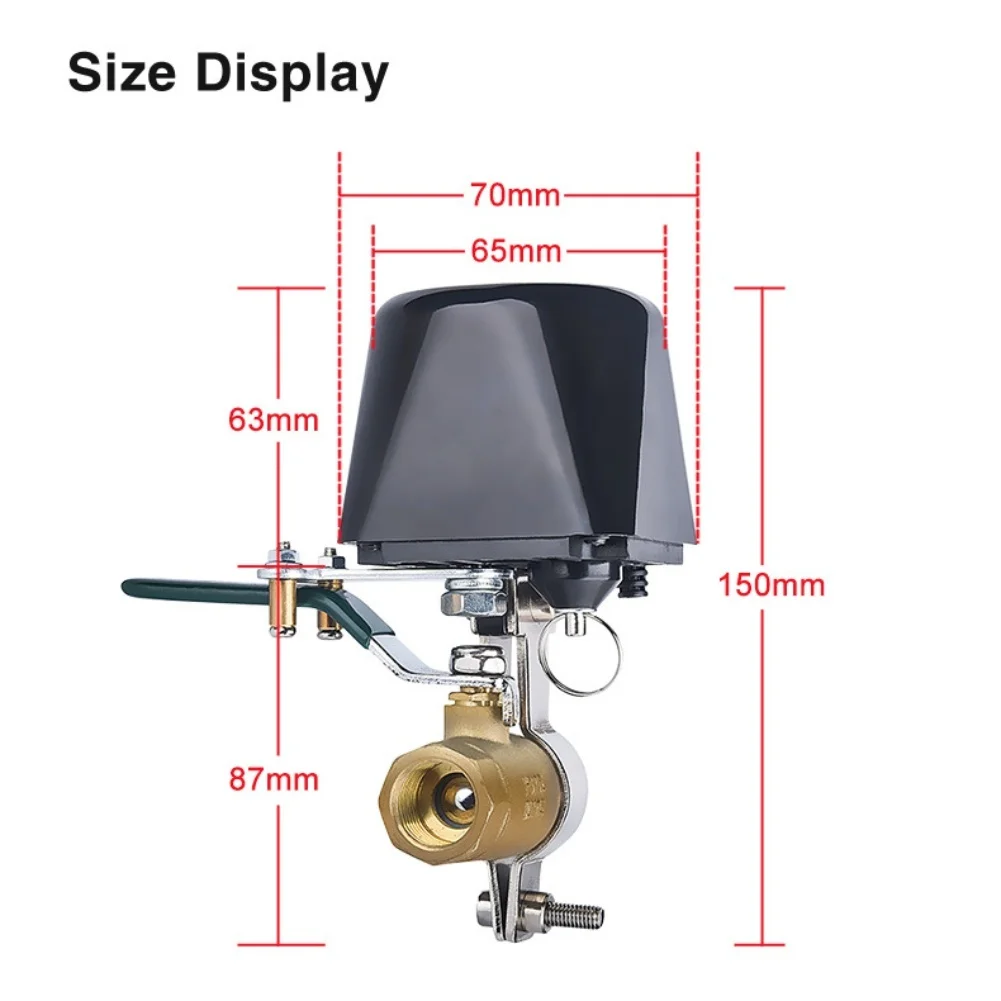 App Integration Black Smart Valve Motor Torque 30-60kgf.cm Radio Range 30 Meters ABS Construction DC12V 1A Power