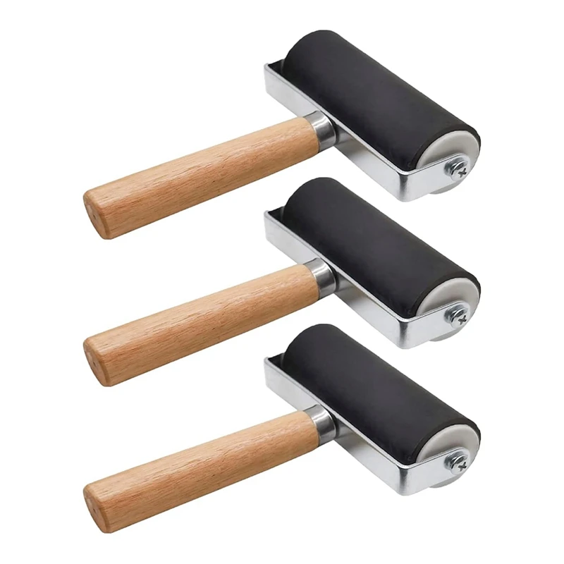 BEAU-3 Pack Rubber Brayer Roller For Printmaking, Great For Gluing Application Also. Anti Skid Tape Construction Tools,4 Inch