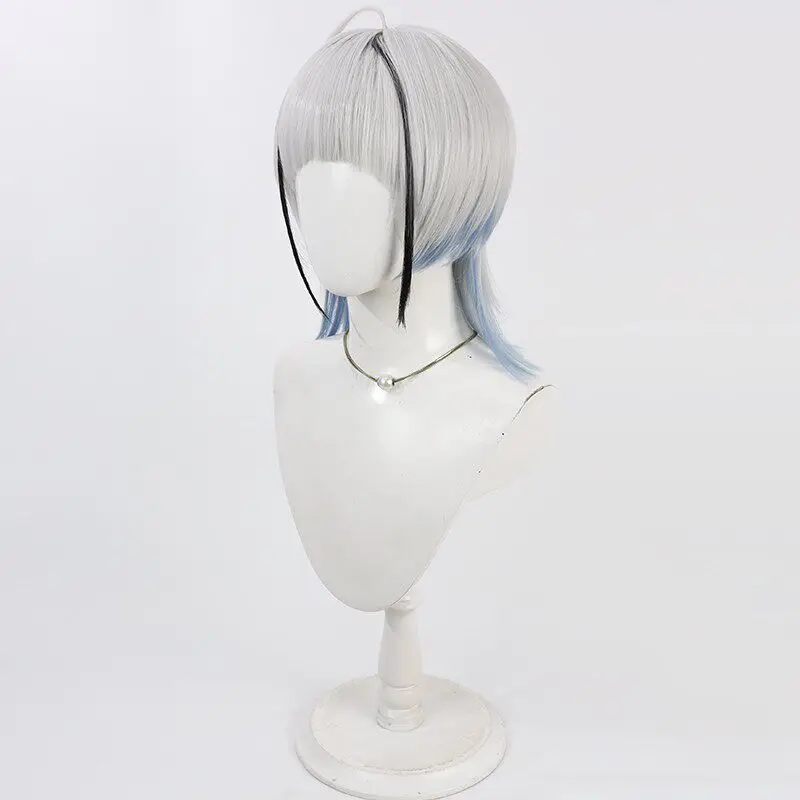 Kuki Masamune Cosplay Wig Touken Ranbu Gray Blue Short Heat Resistant Synthetic Hair Halloween Party Role Play Carnival Wig Cap view 2
