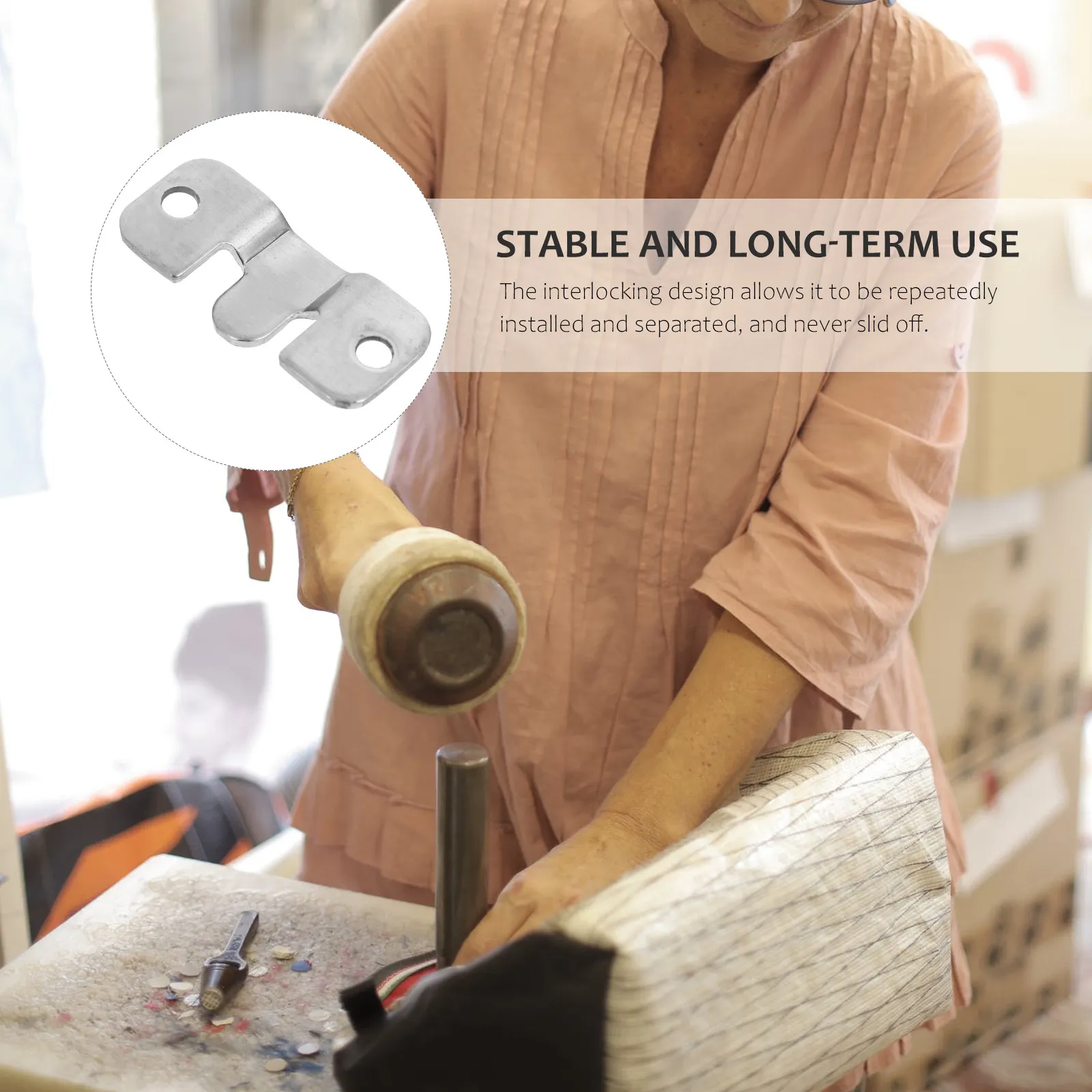 10Sets Stainless Steel Photo Frame Hangers Flush Mount Brackets Interlocking Wall Mount Clips for Home Office Bedroom Gallery