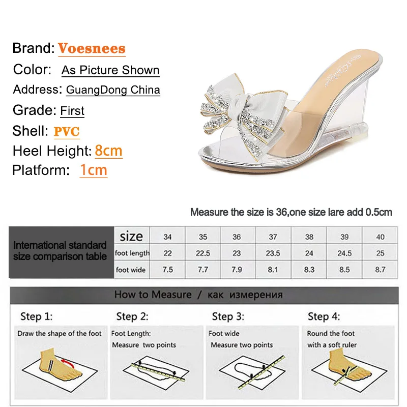 2022 New Summer Transparent Women Shoes Fashion Butterfly-knot Design High Heels Slippers Everyday Outdoors Slides Wedges Sandal