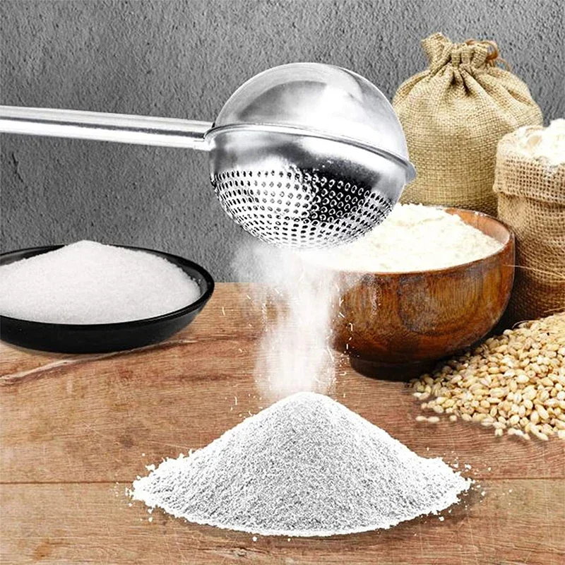 Flour Powder Filter Spoon Baker Dusting Wand For Sugar Flour Spices 304 Stainless Steel Flour Sugar Powder Spoon Kitchen Tools