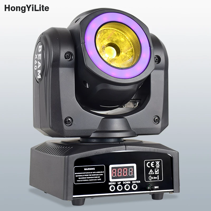 

HongYiLite Compact Moving Head Beam 60W Brightness RGBW DMX Control Sound Activated Lights For DJ Disco Party Wedding