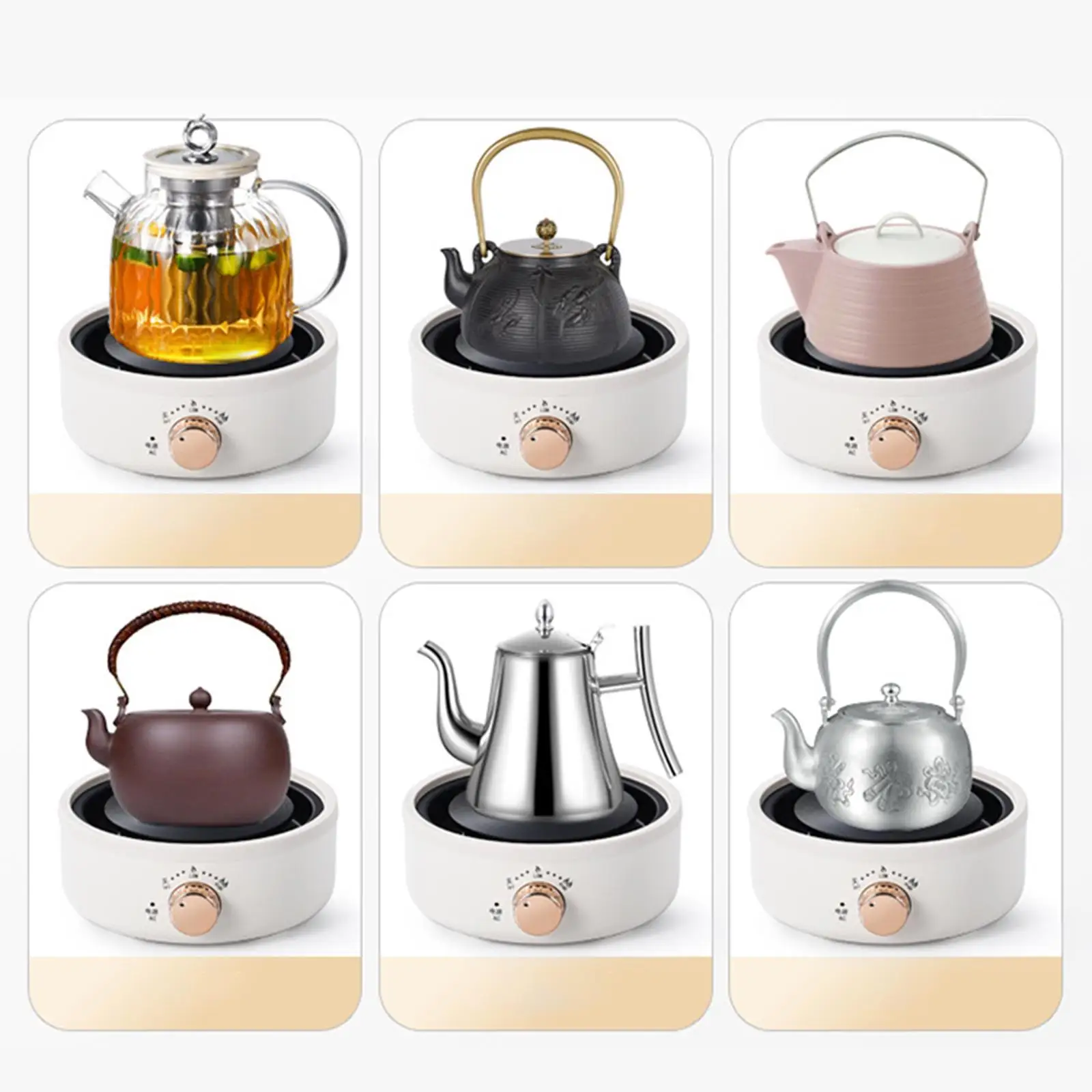 Electric Stove EU Plug Adjustable Temperature Control Cooking Stove Hot Tea Burner for Tea Party Outdoor Tea Room Car Tea Rooms