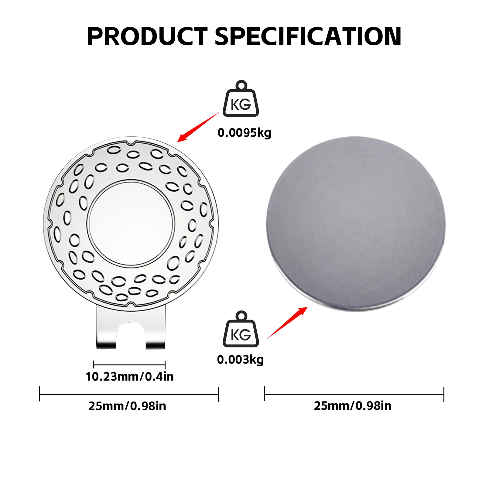 2Pcs Magnetic Golf Hat Clip Ball Marker Set - 25mm Strong Magnet Cap Clip for Golf Cap, Practical Golf Gifts for Men Women view 5