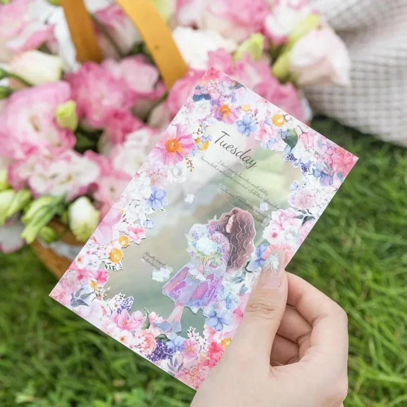 1Roll 2M Tape Crossing the Flower sea fresh plant ledger materials circular Romantic Flowers Adhesives Label Scrapbook 50MM *2M