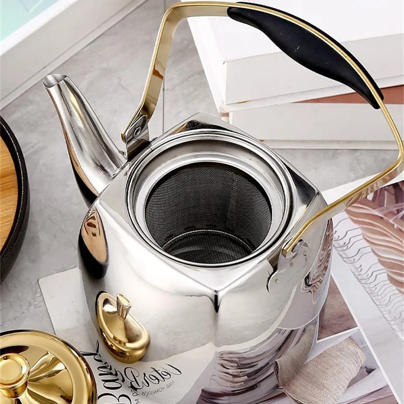 1L/1.5L Square Stainless Steel Teapot Kettle with Strainer Large Capacity Water Ketter for Electric Ceramic Cooktop/Gas Stove view 3