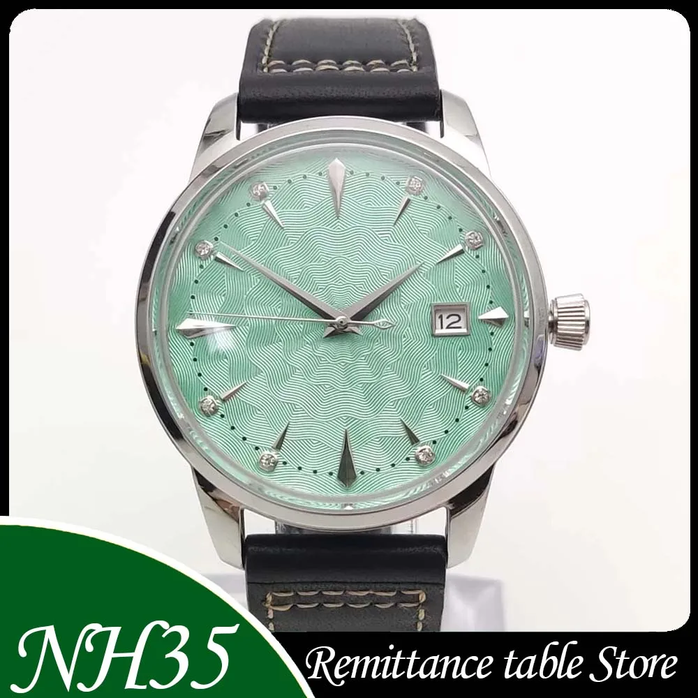 Reloj mecánico automático retro para hombre de 40 mm, 7 colores de esfera estéril, vidrio acrílico, correa de cuero, reloj para hombre