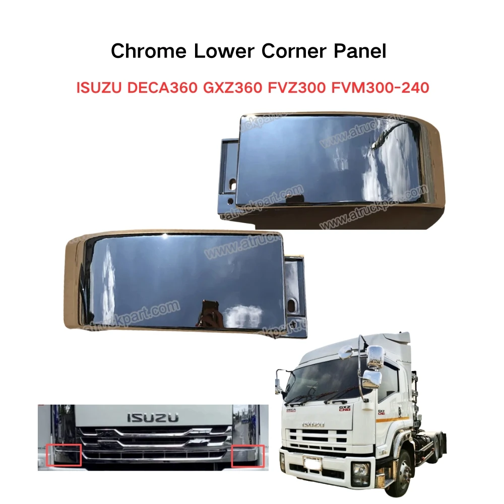 FDONG 1 Set 2 Pcs Chrome Lower Corner Panel for ISUZU DECA360 GXZ360 FVZ300 FVM300-240