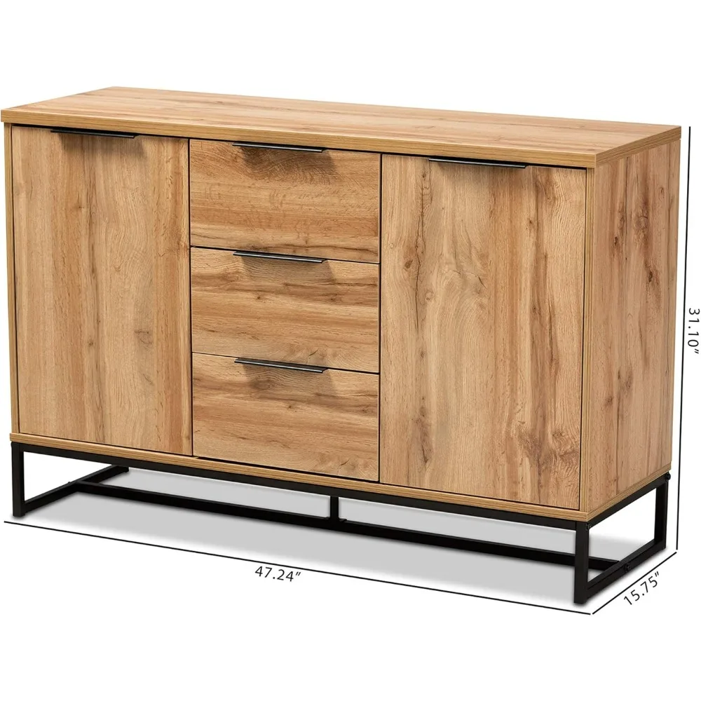 خزانة جانبية للاستوديو من خشب البلوط والأسود #3