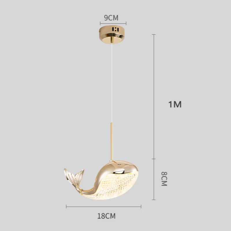 창의적인 어린이 방 돌고래 펜던트 램프, 침실 서스펜션 조명, 모던하고 심플한 럭셔리 드롭 라이트, 거실 오버헤드 라이트